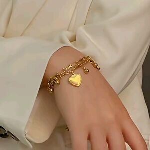 Gold Heart Charm Bracelet